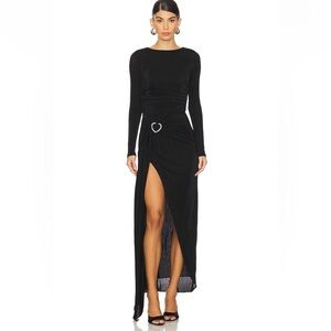 Superdown Black Long Sleeve Dress with Heart Detail